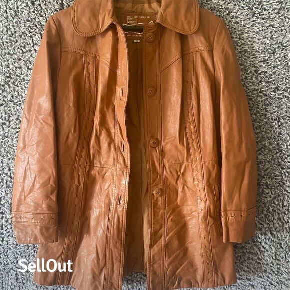 Vintage Montgomery Ward Women's Leather Jacket Brown Size 8 - Picture 2 of 9